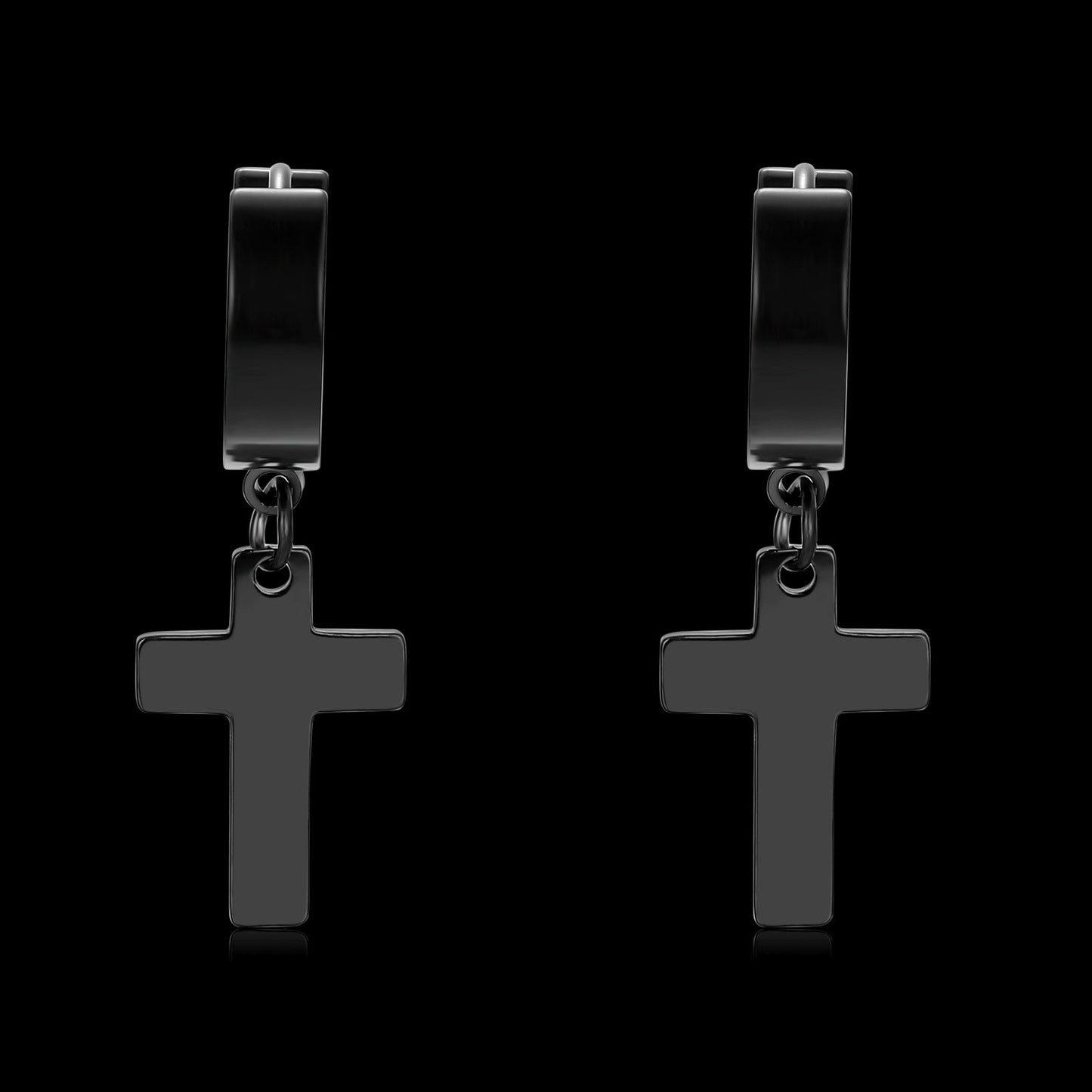 CROSS HANGER EARRINGS - Schwarz
