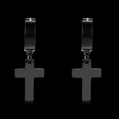 CROSS HANGER EARRINGS - Schwarz