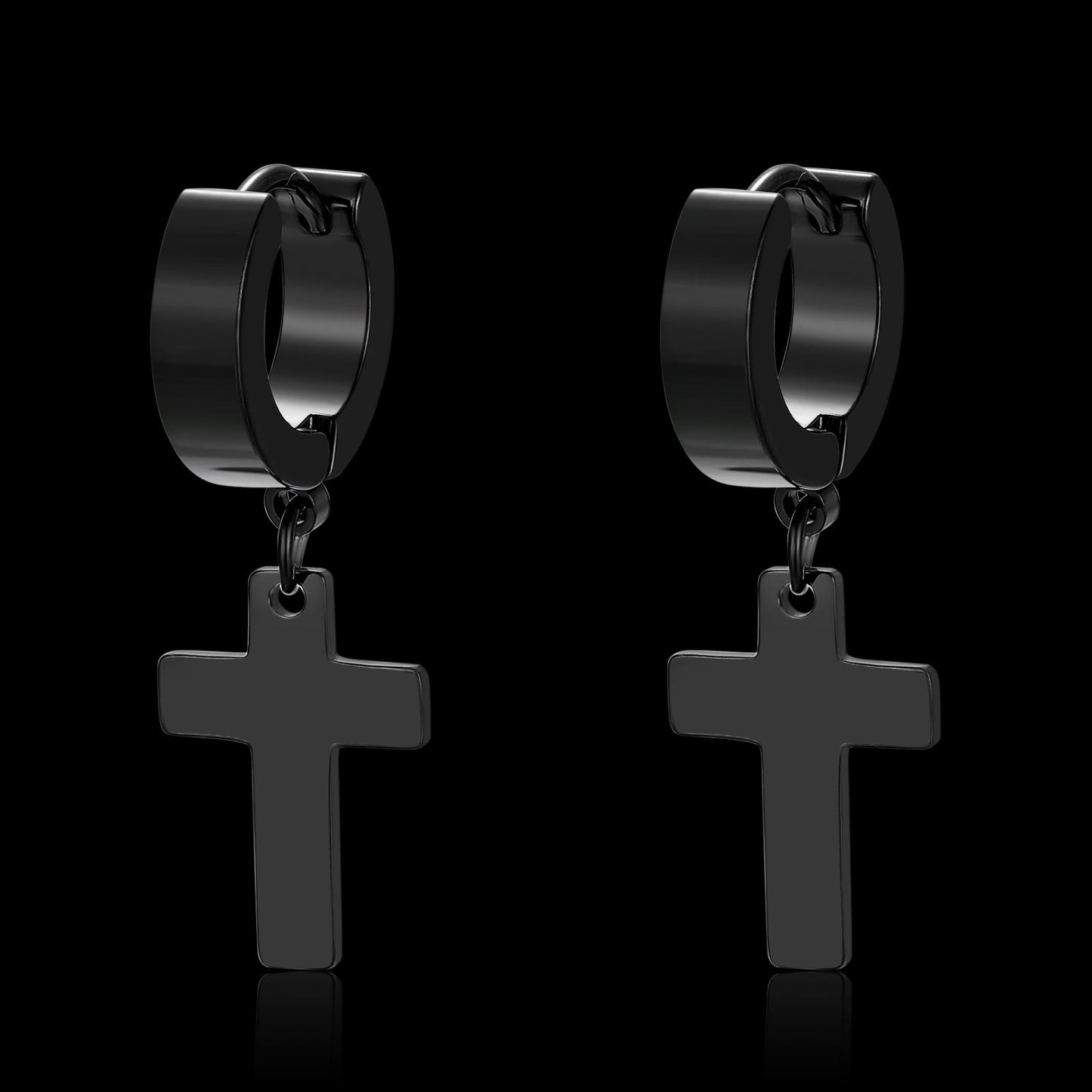 CROSS HANGER EARRINGS - Schwarz