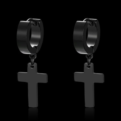 CROSS HANGER EARRINGS - Schwarz