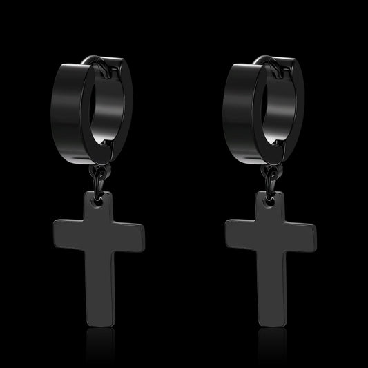 CROSS HANGER EARRINGS - Schwarz