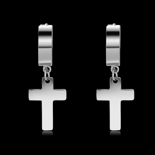 CROSS HANGER EARRINGS - Silber