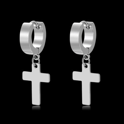 CROSS HANGER EARRINGS - Silber